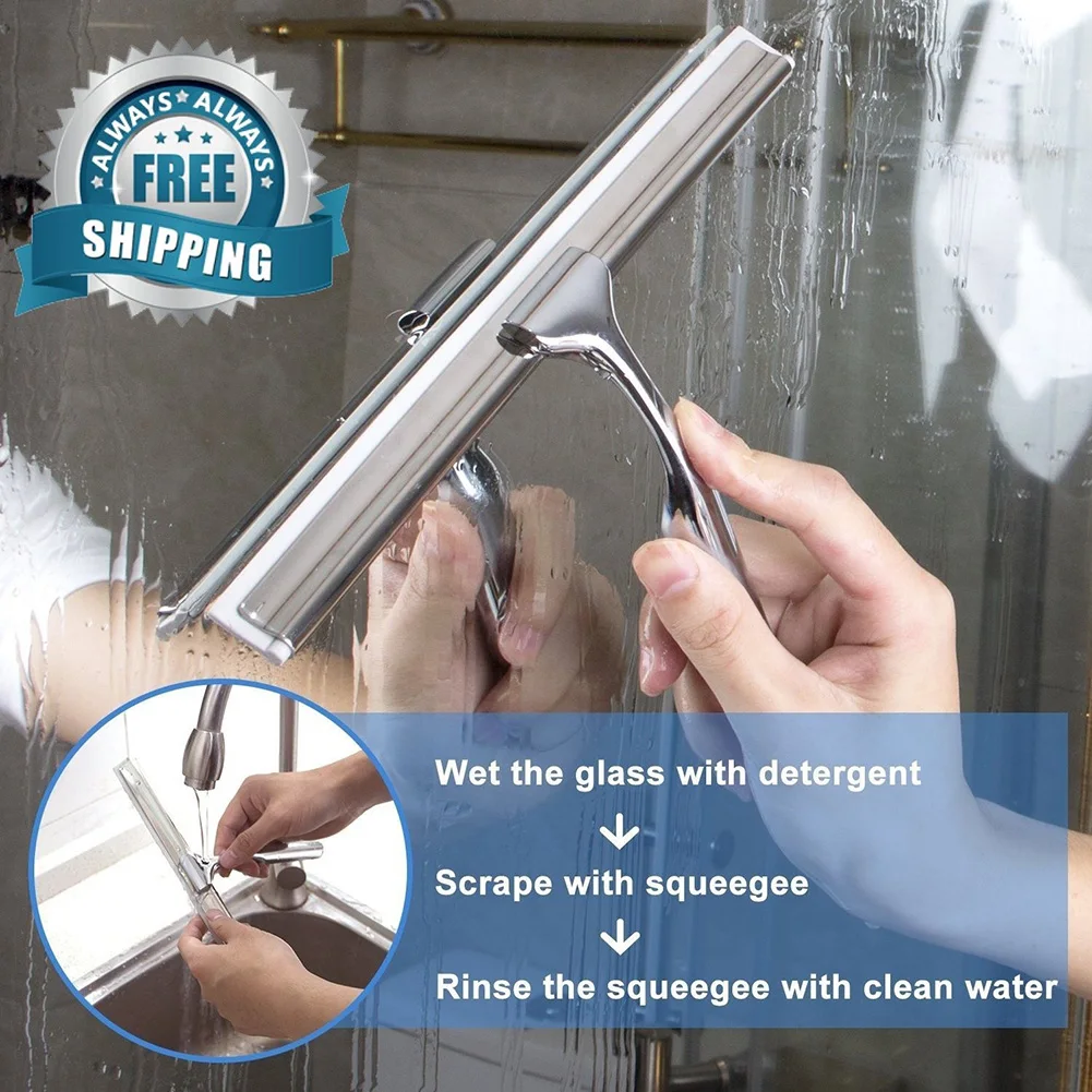 Stainless Steel Zinc Alloy Window Squeegee Car Windshield Glass Mirror Cleaning Tool With Hook Home Cleaning Hook
