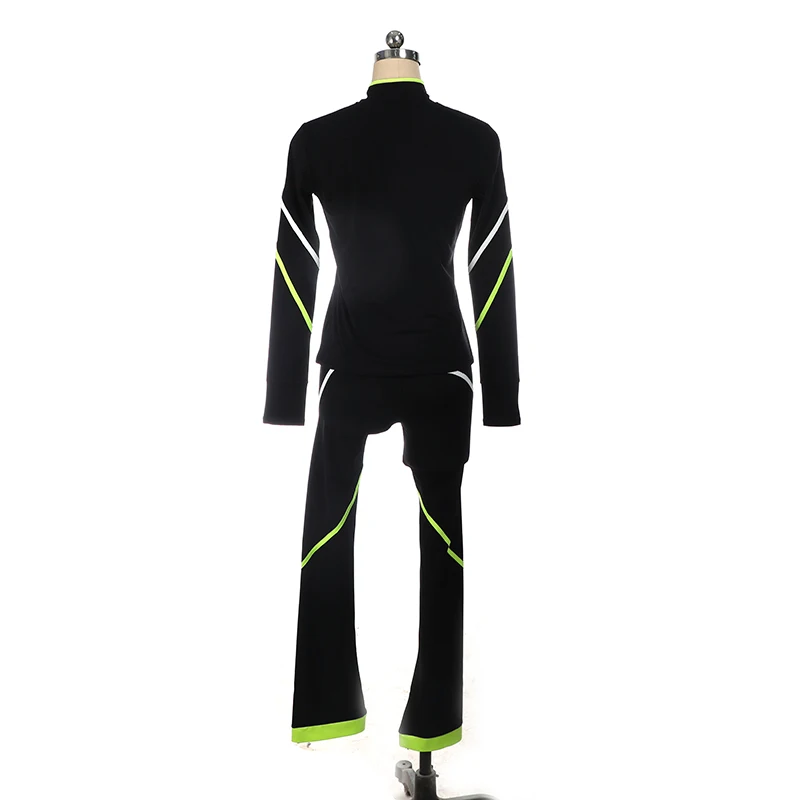 Ice Figure Skating Kids Dance Black Jacket and Pants Suits Costume Skating Suit Girl Dance Costume