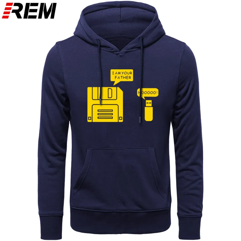 REM USB дискета я ваш отец мужские хлопковые с длинным рукавом юмором диск повседневные Camisetas Hombre мужские кофты с капюшоном, толстовки - Цвет: NAVY YELLOW
