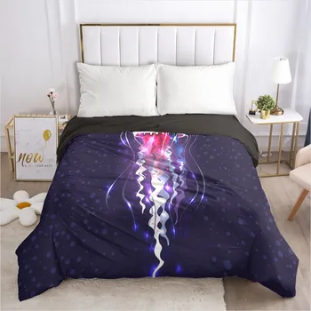 

3D Comforter Cover Black 203x230cm Duvet Covers Quilt Case Queen Jellyfish Design Custom Bed Linens Bedding Bag
