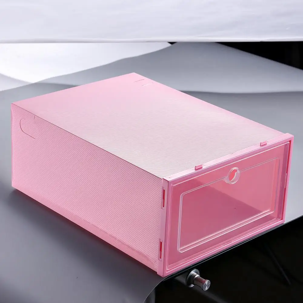 Foldable Clear shoe rack shoe organizer Storage Box Подставка для обуви boite rangement chaussure אחסון#EO24 - Цвет: Pink L