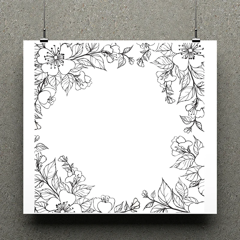 

AZSG Flowers Leaves Frame Silicone Clear Stamps For Scrapbooking DIY Clip Art /Card Making Decoration Stamps Crafts