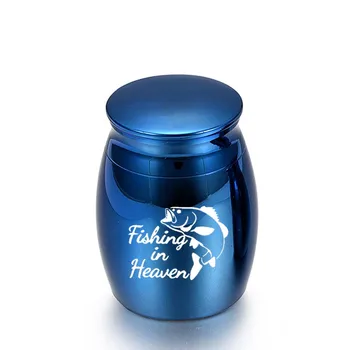 

Fishing in Heaven Cremation Urns Fish Keepsake Jar Metal Urns Memorial Ashes Urn Cremation Jewelry for Men