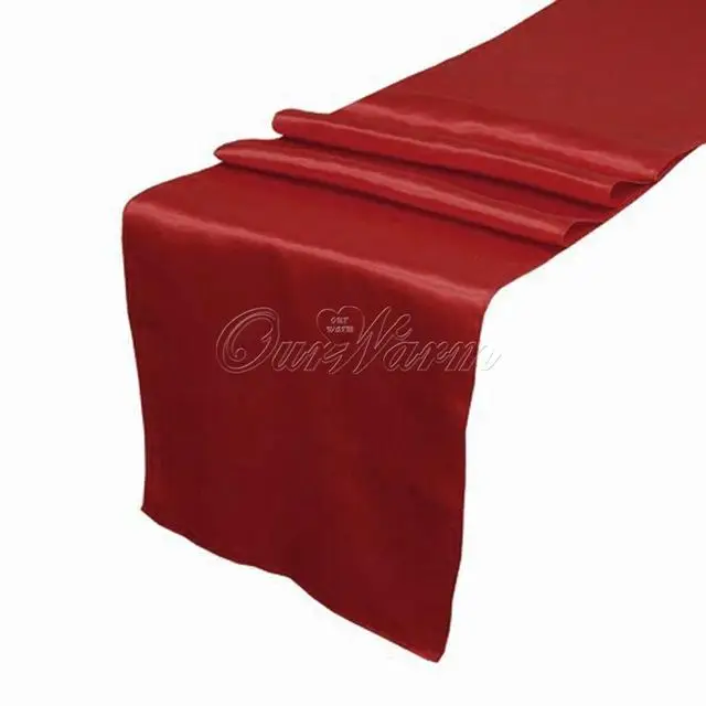 OurWarm Satin Table Runners for Wedding 12\"x108\" Multi Colors for Wedding Table Decoration Event Party Supplies Home Textile - Цвет: dark red