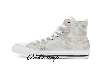 

Vintage World Map 1901 Custom Casual High Top lace-up Canvas shoes sneakers Drop shipping
