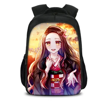 

Cute Bookbags For Children Anime School Bags Girls 3D Demon Slayer Kimetsu No Yaiba Printing School Backpacks For Teenager Boys