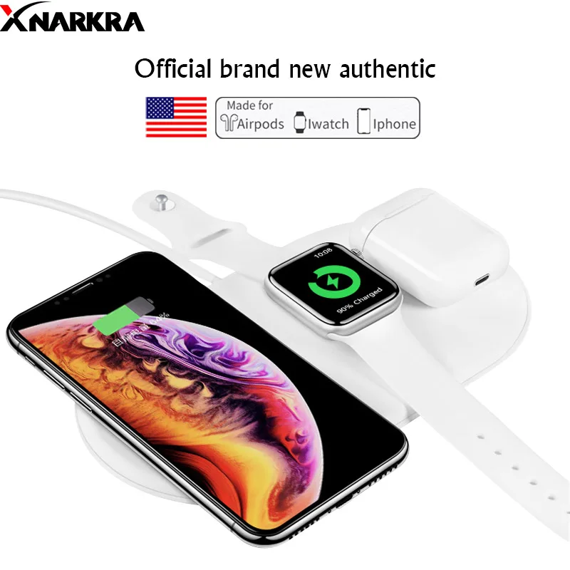 

3 in 1 Qi Wireless Charger Pad For Apple Watch 4 3 2 Airpods 2019 10W 3in1 Fast Wireless Charging For iPhone X XS MAX XR 8 Plus