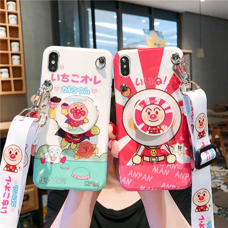 Горячий милый Япония мультфильм Anpanman Мягкий силиконовый чехол для iPhone X XR XS MAX 6 6s 7 8 plus складной кронштейн ремешок coque capa