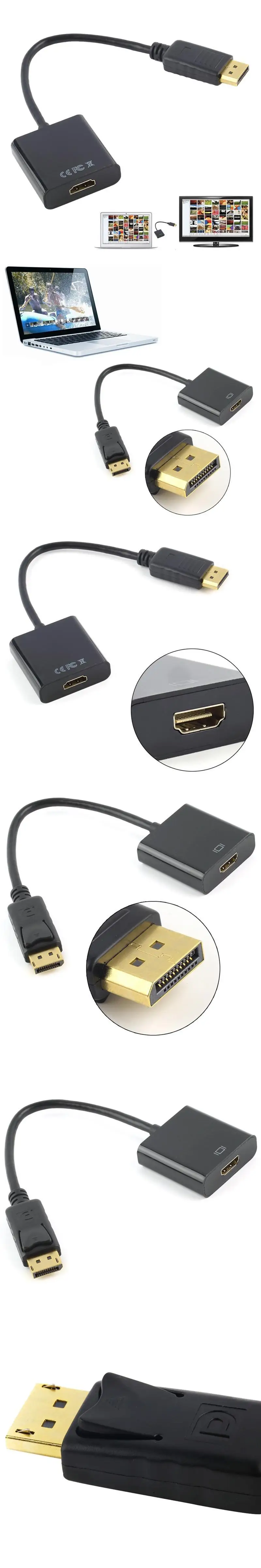 P to HDMI Adapter DisplayPort to HDMI Converter Cable Adapter Male to Female Support 1080P for HDTV Projector Displays