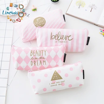 

1 Pcs Kawaii Pu Pencil Case Pink Gift Estuches School Pencil Box Pencilcase Pencil Bag School Supplies Stationery