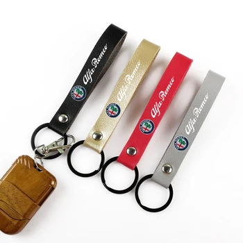 

Car Key Holder Artificial Leather Rope PU Key chain Keychain for alfa romeo 159 147 156 Giulia Auto Pendant Keyring Accessories