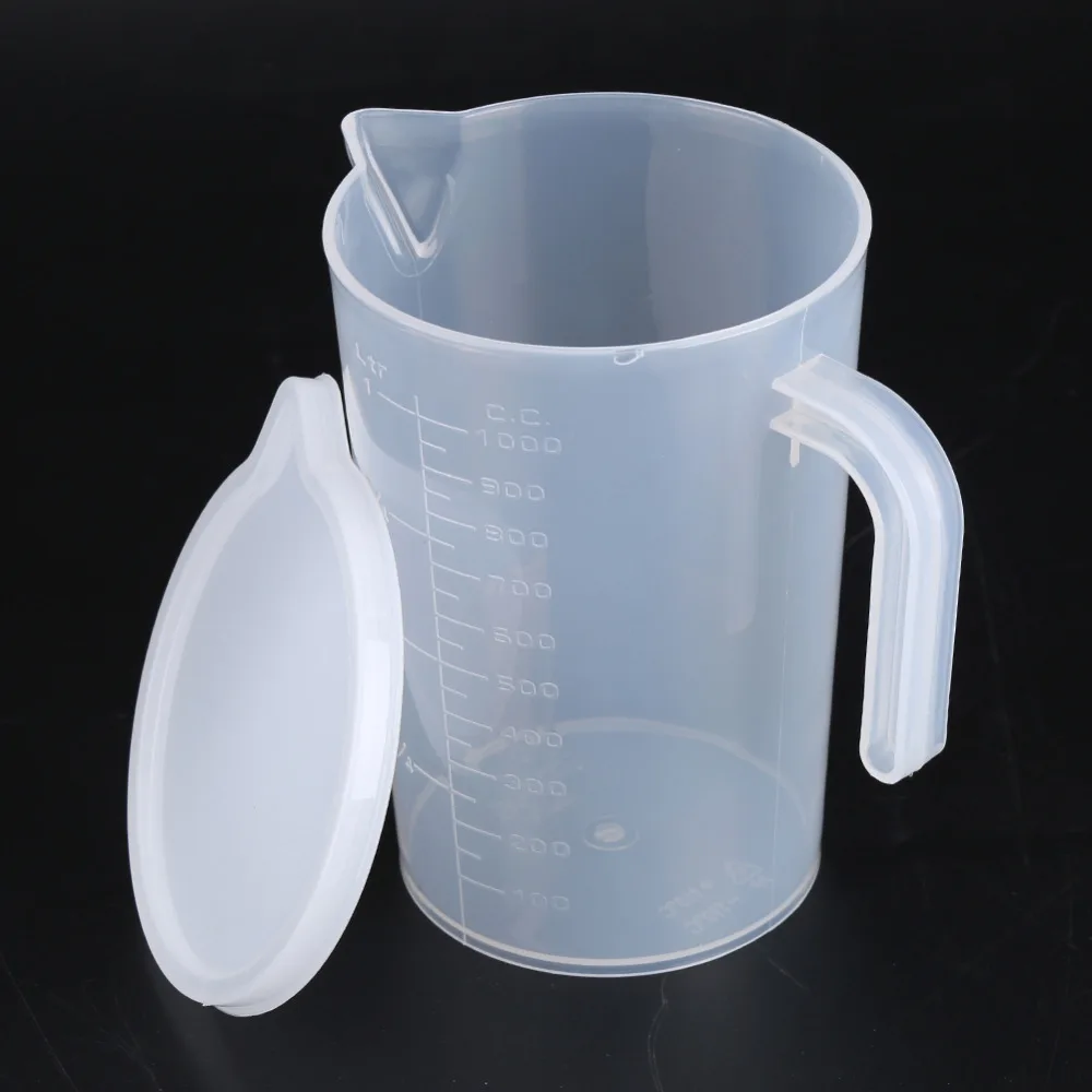 Clear Plastic Kitchen Measuring Cup with Lid, 500-1000ml Capacity
