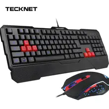 TeckNet Red Gaming keyboard and Mouse Kit Wired keyboard with Mouse Combo US Layout Gamer kit Gaming Mouse Set For PC Laptop backlight game keyboard and mouse suit wired gaming keyboard and mouse combo 104 kyes gaming keyboard with wired 6d mouse kx04