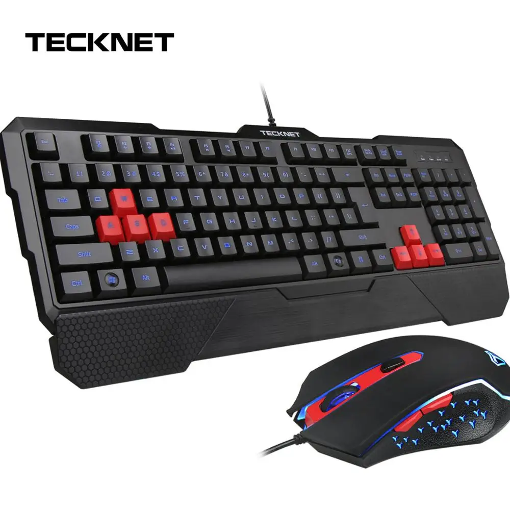 TeckNet красная игровая клавиатура и мышь комплект Проводная с мышью комбо США Макет