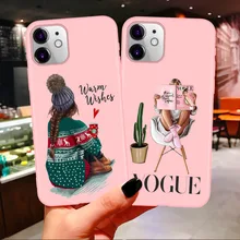Год Рождество Босс кофе Vogue Девушка Розовый силиконовый карамельный чехол для iPhone 11 Pro Max Xs 6S 7 8 Plus X XS Max XR
