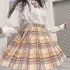 School Girl Uniform Pleated Skirts Japanese School Uniform High Waist A-Line Plaid Skirt Sexy JK Uniforms for Woman Full set ► Photo 2/6