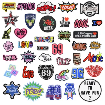 

1PCS Pop Style Text Patch for Clothing Embroidery Sewing Applique Funny Graffiti Patch DIY Jacket Windbreaker Jeans Bag Garment