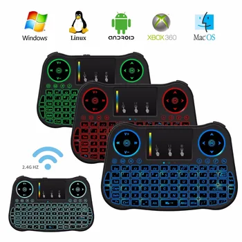 

40pcs/lot dhl free 7 color backlit MT08 Mini Wireless Keyboard 2.4ghz Air Mouse with Touchpad Remote Control for Android tv Box