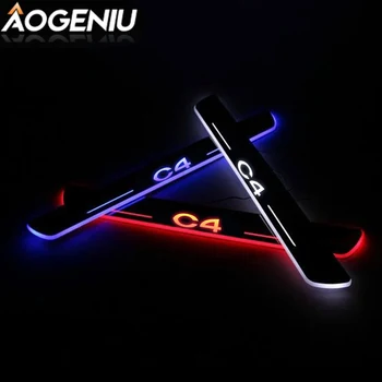 

LED Door Sill Scuff Plate Acrylic Compatible For CITROEN C4 2004-2020 Moving Light Pedal Customize Exterior Car Accessorie