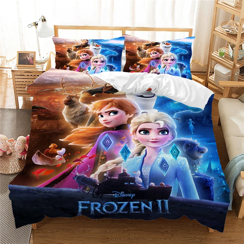 Juego de cama con funda nórdica y funda de almohada LKFFHAVD Disney Frozen 220 x 240 cm, 25 cm diseño de Anna y Elsa 