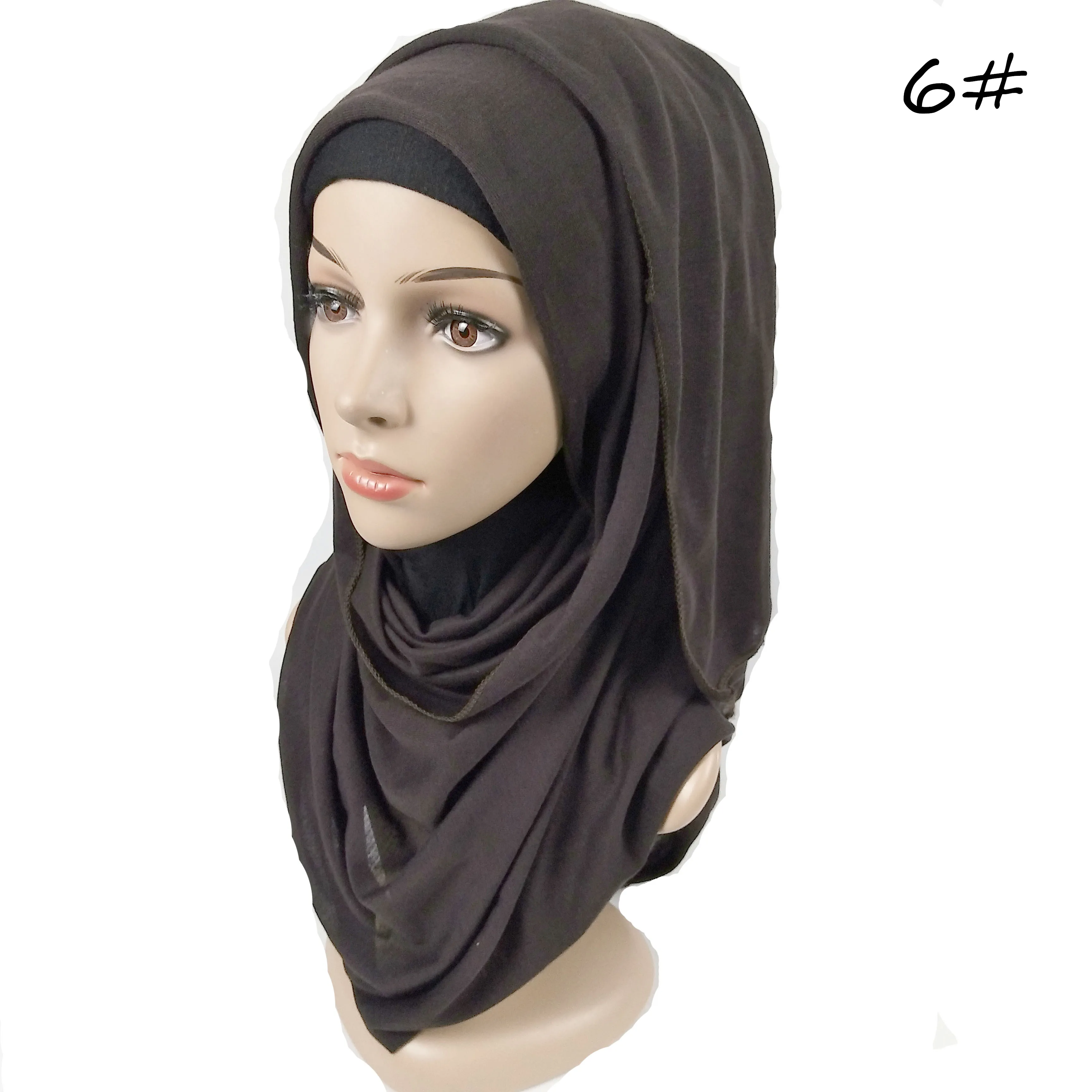 10 шт. Высокое качество женский мусульманский хиджаб из Джерси шарф платок femme размер плюс хиджабы исламские шали soild модальный платок - Цвет: 6