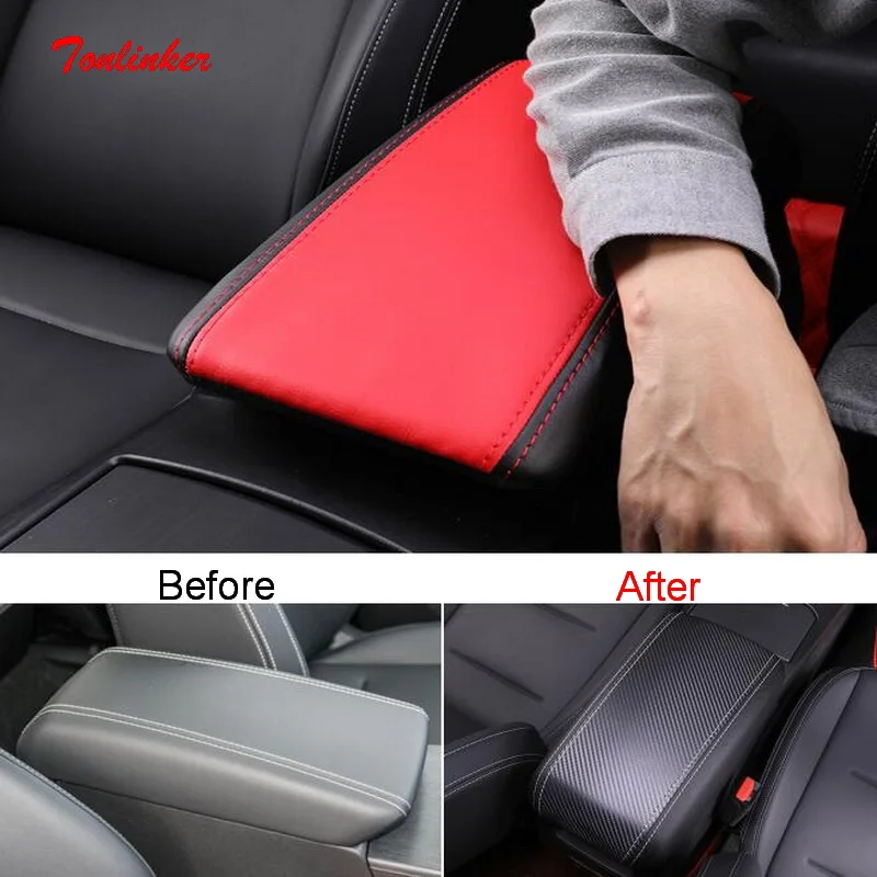 

Tonlinker Interior Car Armrest Anti-Dirty Pad Cover For Great Wall Haval JOLION 2021 Car Styling 1 PCS PU Leather Cover Stickers