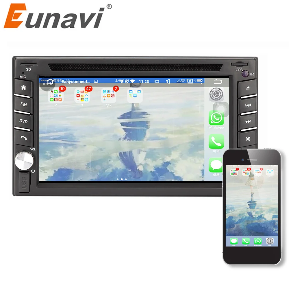 2020 New Eunavi 2 Din Universal Car Dvd Radio RDS FM AM Bluetooth Usb