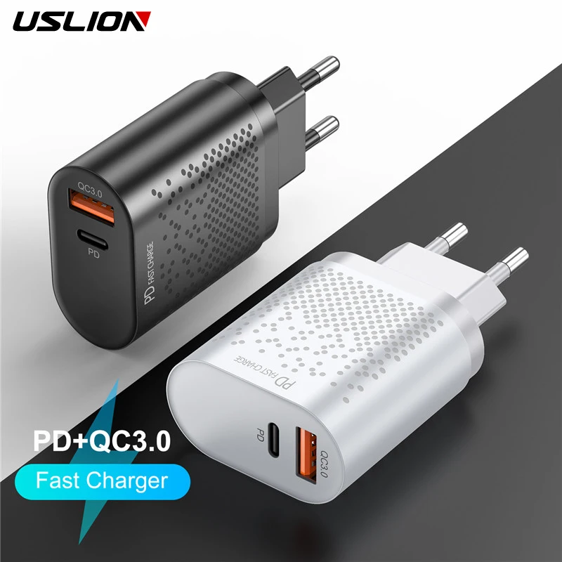 USLION 18W USB QC 3 0 быстрая зарядка мобильный телефон планшеты зарядные устройства PD3.0