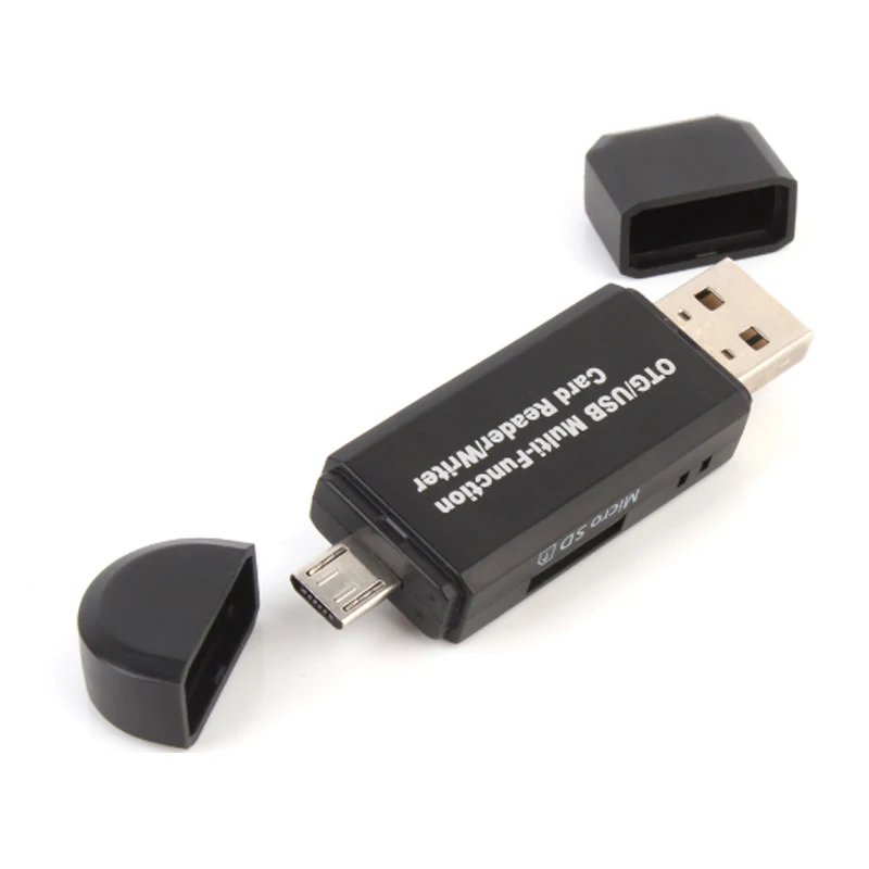 2 в 1 USB OTG Все в одном устройство для чтения карт памяти MINI USB 2,0 OTG Micro SD/SDXC TF кардридер адаптер для ПК ноутбук компьютер - Цвет: Черный