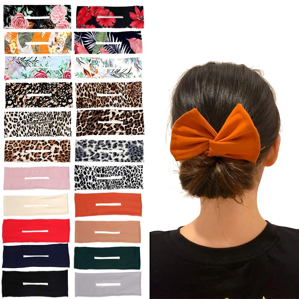 Magic Lazy Bun Hairstyle Hair Band Hair Scrunchies Women Fashion Leopard Floral Bud Head Korean Elegant Donut Twist Tool bride headband