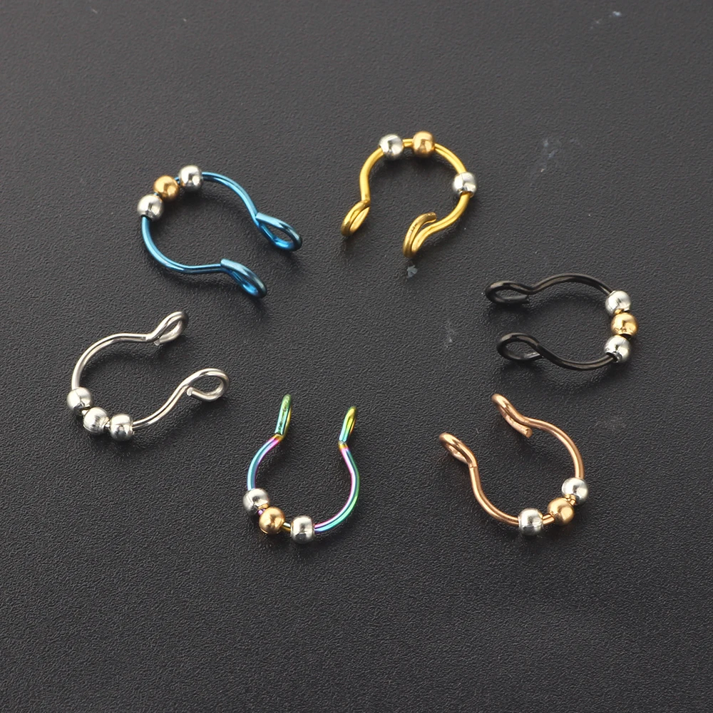 20g Fancy Fake Nose Ring Hoop Septum Stud Stainless Steel Ball Tragus Piercing Oreja Pircing Body Jewelry For Woman Man 200pcs