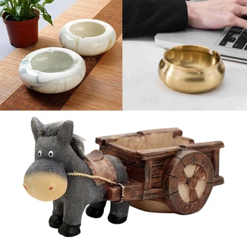 

Hotel Ornament Gift Retro Donkey Pull Cart Portable Bar Decorative Accessories Home Office Living Room Crafts Resin Ashtray