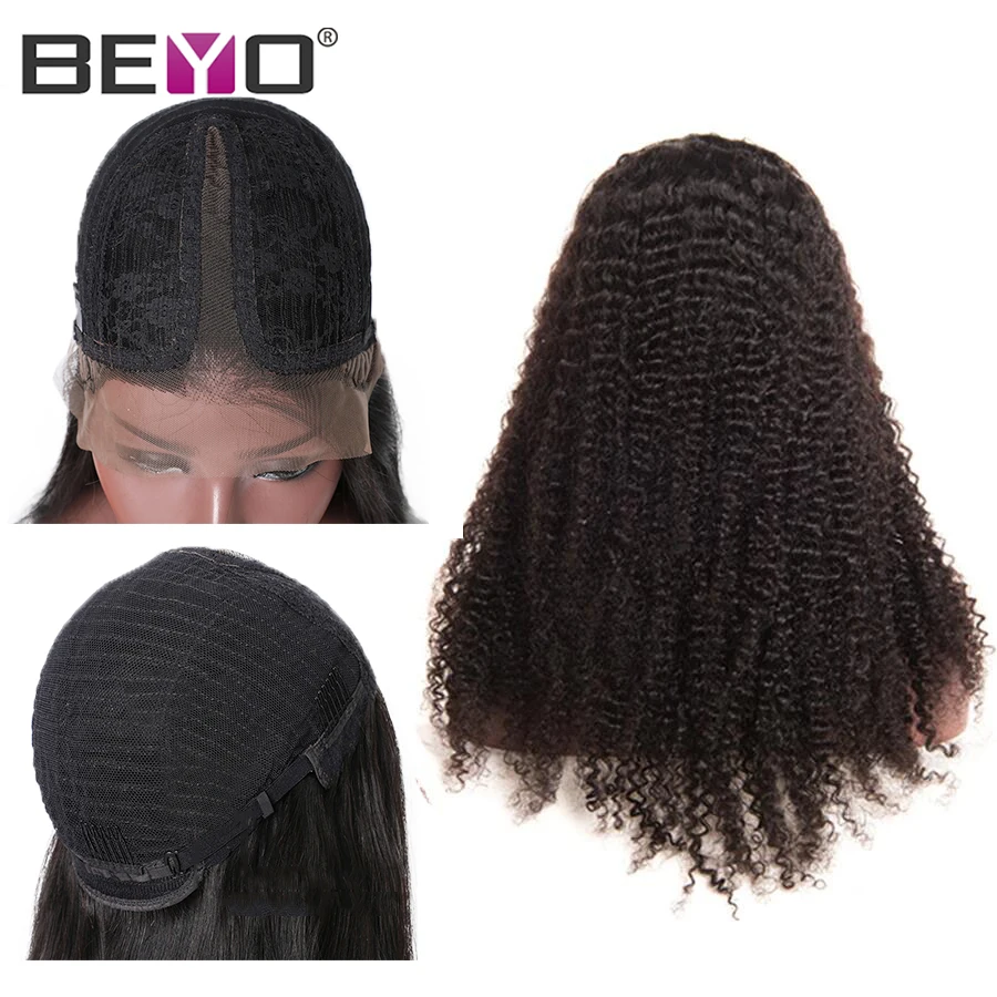 

6 Inches T Part Wigs Afro Kinky Curly Lace Front Wigs For Black Women Brazilian Lace Wig Pre Plucked Remy Human Hair Wigs Beyo