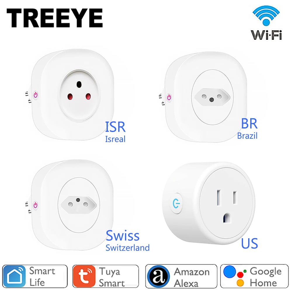 Smart Plug 16A BR Brazil Israel Switzerland Swiss US Socket WiFi Tuya