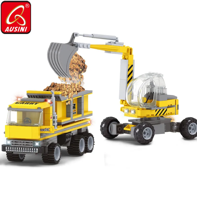 

AUSINI Constructor City Engineering Truck Excavator Model Building Blocks Creator Toys for Boys Children Workers Figures Bricks