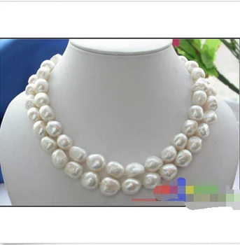

Free shipping p1926 HUGE 2ROW 18mm WHITE BAROQUE FRESHWATER CULTURED PEARL NECKLACE ^^^@^Noble style Natural Fine jewe (B0322)