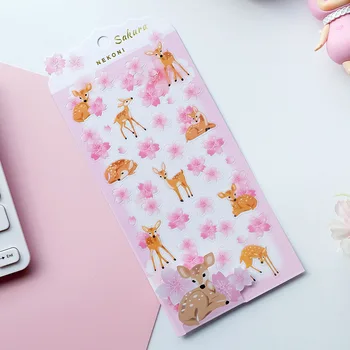 

24 pcs/lot Penguin And Deer Cherry Sakura Nekoni Decorative Stationery Stickers Scrapbooking DIY Diary Album Stick Lable