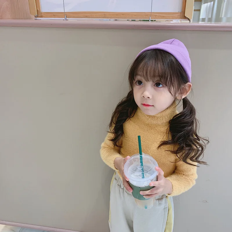 Winter Solid Baby Girls Sweater Turn Down Collar Boys Clothes Children Warm Fur Long Sleeve Girl Knitwear Kids Cardigan