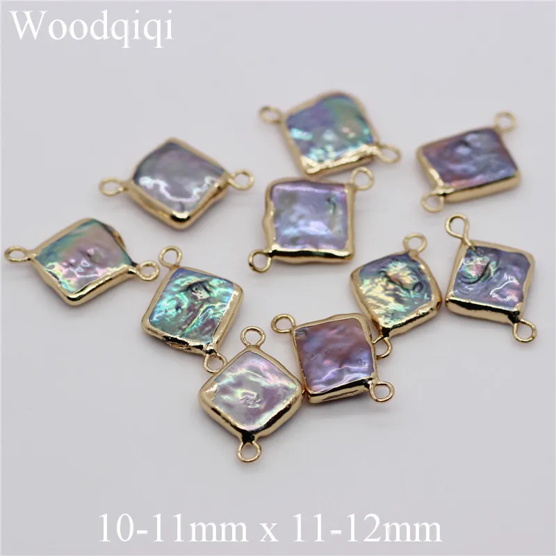 

5pcs/lot Unique Design Natural Baroque Pearl Pendant White Square Shape Pearl With Gold Capped For Women Jewelry Making