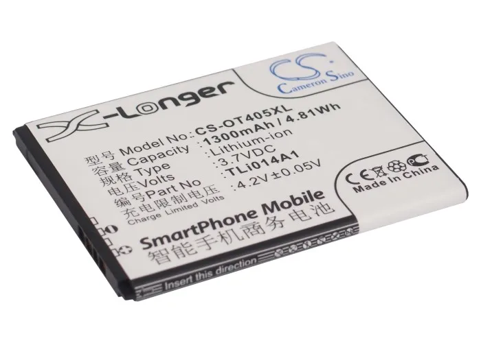 

Newest | Cameron Sino For Alcatel CAB1400002C1 One Touch 4005D,One Touch 5020D,One Touch 5020T 1300mAh / 4.81Wh