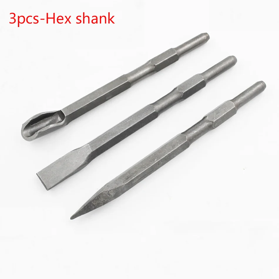 

3pcs/set Hex shank Electric Hammer Drill Chisel Plus Rotary Hammer Bits Set Fit Concrete Hydropower Installation Tools