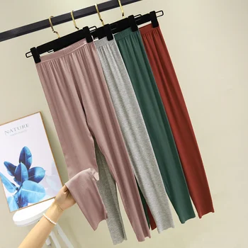 

Winter Plus Size Basic Leggings Warm Women Modal Soft Leggings Ankle-Length Keep Warm Solid Colors High Waist Women Leggings