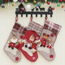 Рождественские носки с Санта-с цветочным узором, ярких цветов Подарочный пакет Рождественская елка висит декор