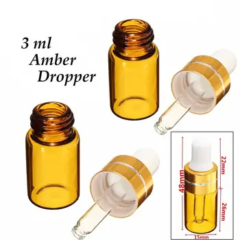 

20/30pcs 3ml Empty Glass Essential Oils Dropper Bottles In Refillable Mini Amber Serum Vials With Piette