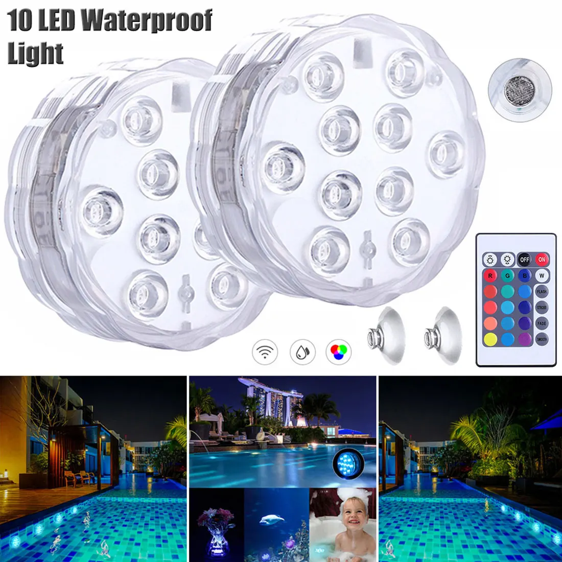 Remote Control Color Submersible Swimming Pool Underwater 13LED RGB Mood Lights 