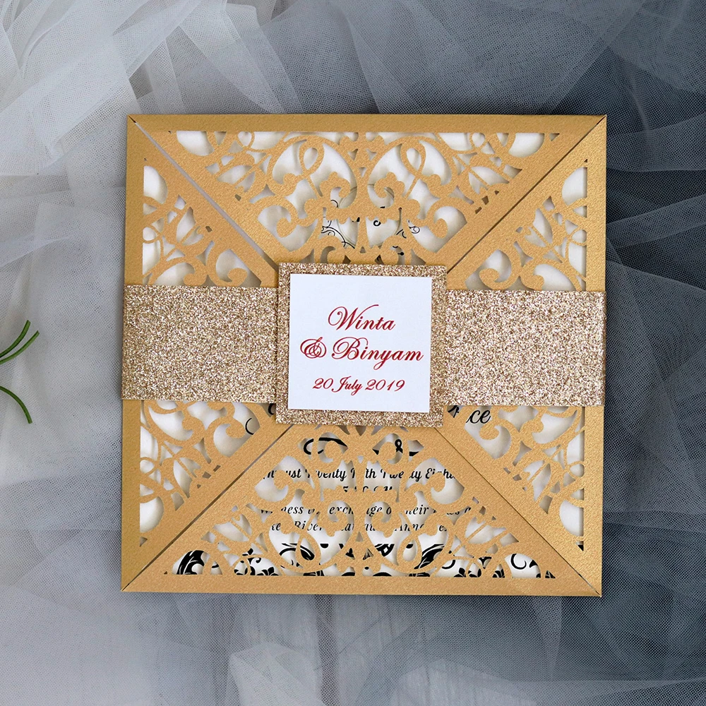  10Pcs Elegant Laser Cut Business & Wedding Lace Invitations Cards Wedding Bridal Greeting Card Kits - 4.00028E+12