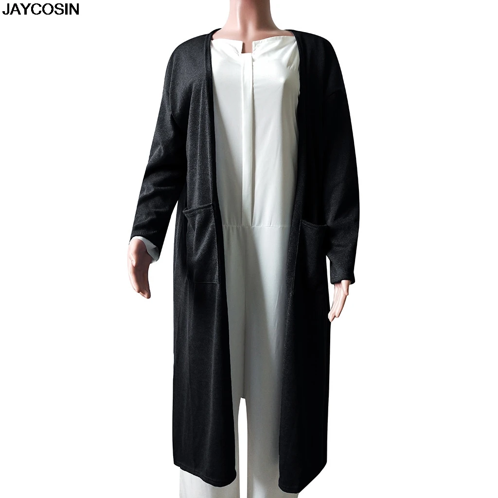 JAYCOSIN, женский кардиган, свитер, однотонный, свободный, трикотаж, однобортный, Повседневный, вязаный кардиган, верхняя одежда, зимняя куртка, пальто 9906