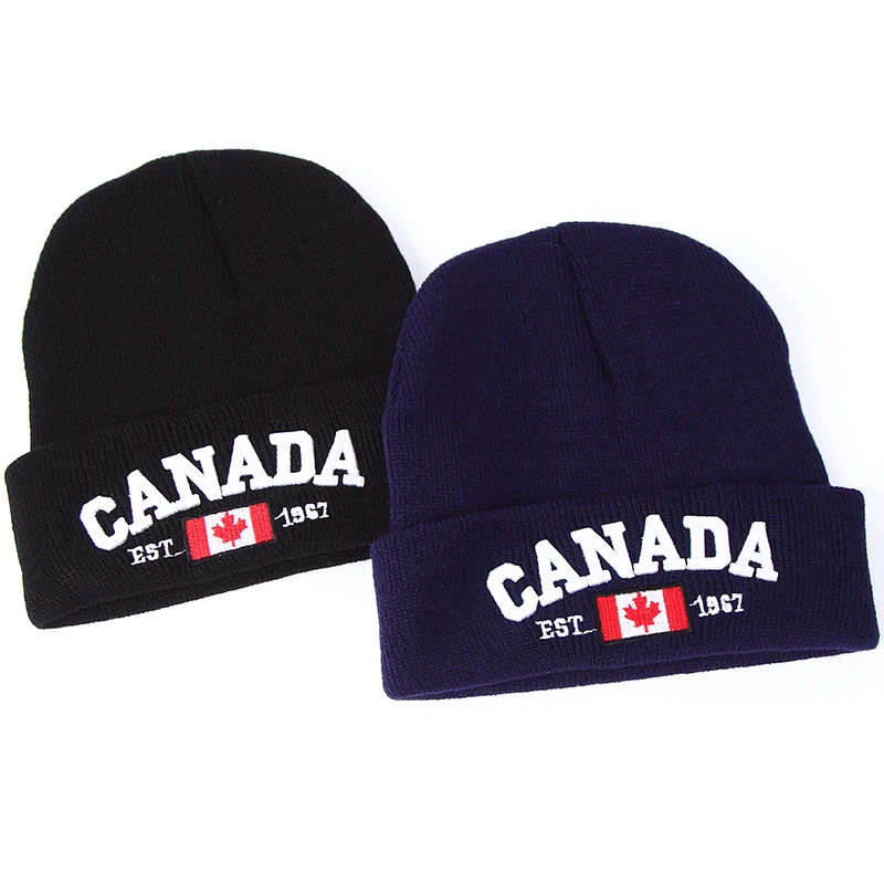 Шапка Gorros Mujer Invierno, новинка, зимняя вязаная шапка, s, Канада, с вышитыми буквами, Хлопковая мужская шапка, унисекс, мешковатая шапка, вязаная крючком, для улицы
