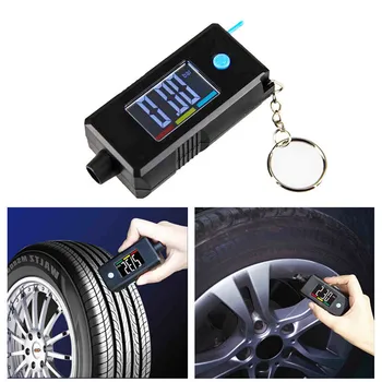 

Portable Mini Electronic Digital Display Tire Gauge Keychain Automobile High Precision Tread Depth Tire Pressure Gauge For Car