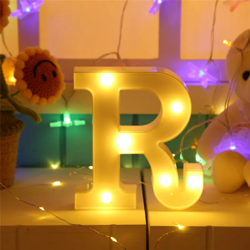 DIY 26 английские буквы светодиодный ночной Светильник Marquee знак Алфавит 3D настенный ночной Светильник домашняя одежда для свадьбы, дня рождения Декор - Цвет: R